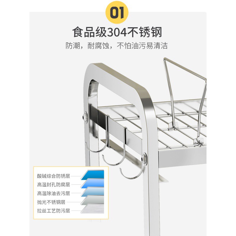 304不锈钢碗架沥水架双层家用晾放碗盘碗碟碗筷收纳盒厨房置物架收纳层架 三维工匠高清大图