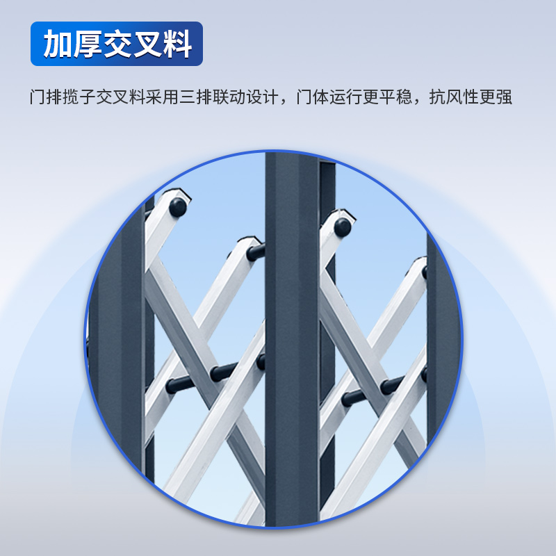 启功电动伸缩门智能遥控学校小区单位电动铝合金伸缩推拉门每米高清大图