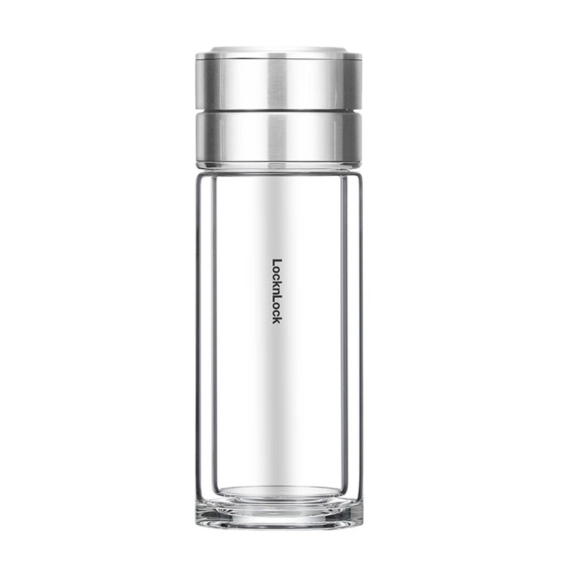 乐扣乐扣(locknlock) 茶水分离双层玻璃泡茶杯男士家用高颜值车载商务高硼硅水杯子 LLG6012粉色 250ml