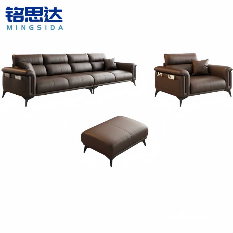 铭思达会客沙发1+4+脚踏套高清大图