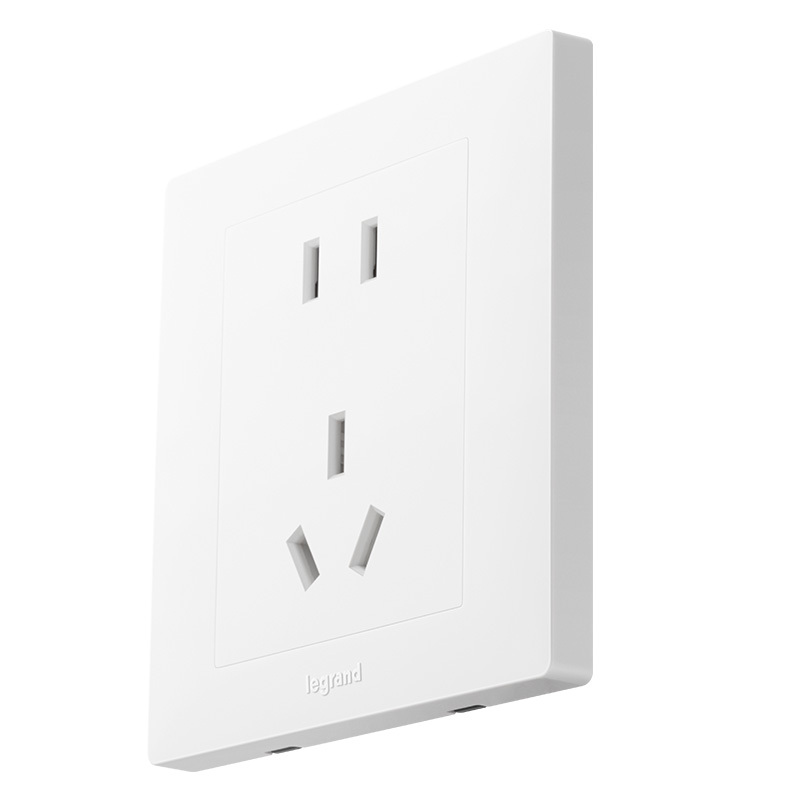 罗格朗开关插座面板博蕴玉兰白一开5五孔三孔16a家用暗装墙壁单双控86