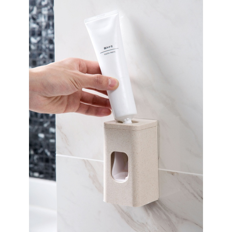 粘贴式牙膏架卫生间放牙膏的架子免打孔壁挂自动挤牙膏器三维工匠
