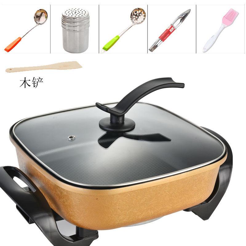 时光旧巷麦饭石电热锅家用电火锅多功能电炒锅电电火锅