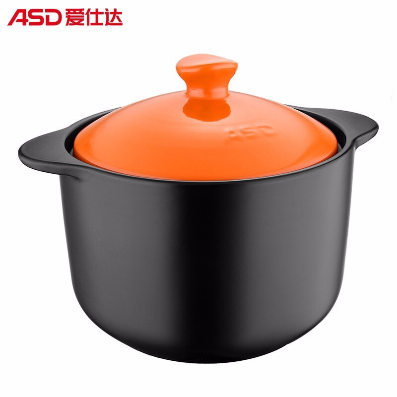 爱仕达陶瓷煲砂锅4L养生煲汤煲进口锂辉石家用燃气灶 RXC40B3HWG-O