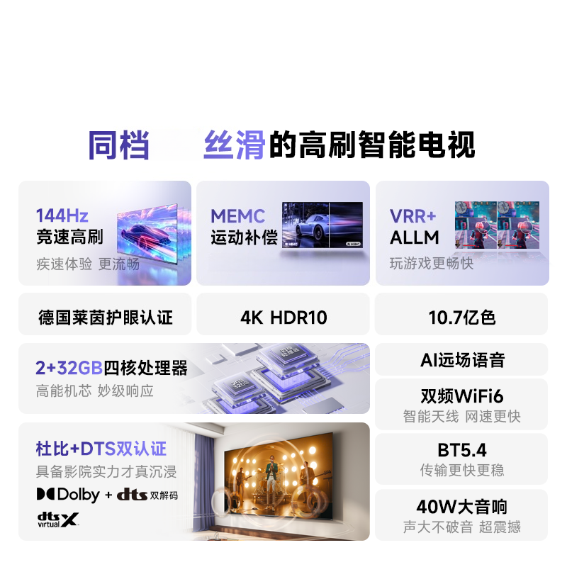 海信旗下Vidda电视75英寸 R75 2025款 一级能效 144Hz高刷 2+32G 只能液晶平板电视75V1Q-R高清大图