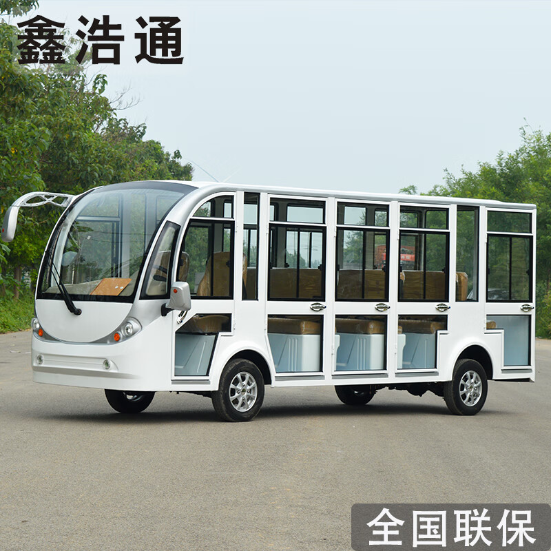 鑫浩通观光车四轮电动班车营院学校工厂摆渡车五排14座看房车封闭式高清大图