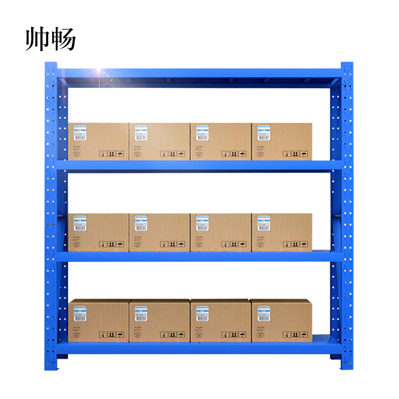 帅畅承重200kg货架置物架钢制货架蓝色主架长200宽50高200CM高清大图