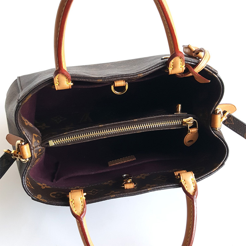 正品 lv路易威登 女包 棕色老花蒙田montaigne bb 手提单肩包 lv蒙田