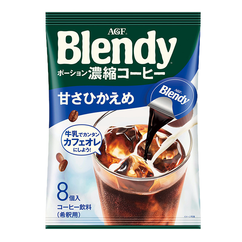日本进口AGF Blendy胶囊浓缩咖啡液 微糖口味144g(8枚) 即溶型口感微甜