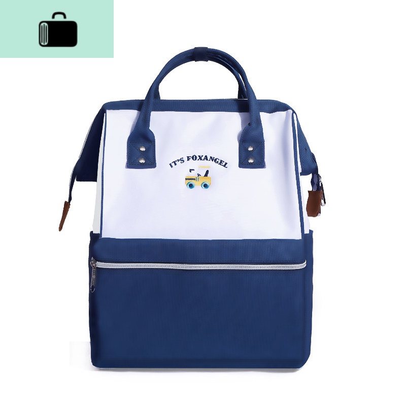 双肩包女纯色高中学生书包韩版校园背包休闲出走旅行包帆布包NEWLAKE 游乐园深蓝