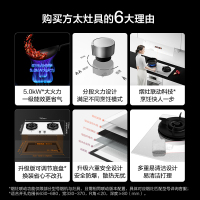 [国补20%]方太联动5.0KW火力一级能效方太新月燃气灶天然气02-THF1白灰百搭厨房 白色 02-THF1-W
