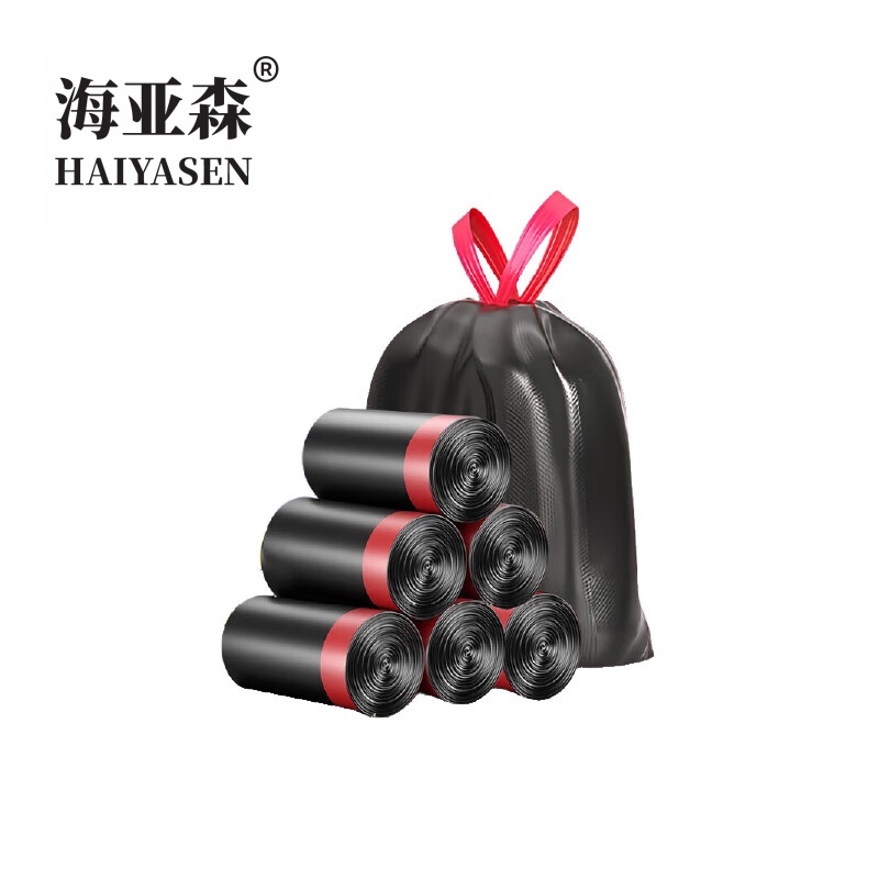 海亚森 M1011 抽绳垃圾袋45*50cm 20L 单面1.5S 30只/卷 垃圾袋(计价单位:卷)黑色高清大图