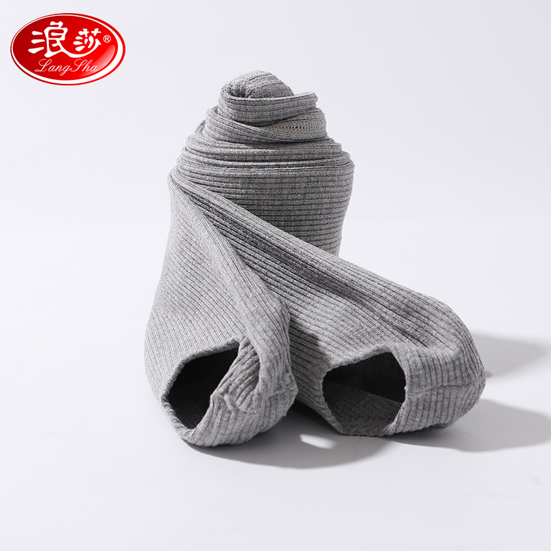 浪莎女童打底裤春秋薄款儿童外穿夏季打底白色宝宝黑色踩脚连裤袜 踩脚灰色（条纹款） 120cm（建议身高110-120cm）