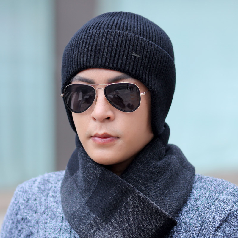 盛世尼曼帽子男士冬季保暖护耳帽冬天加厚针织毛线帽户外骑车帽不加绒