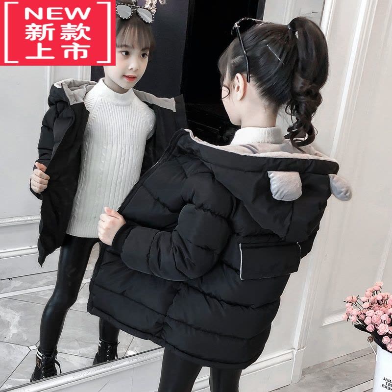 可莉允韩国女童棉服2022新款儿童羽绒棉衣洋气中长款中大童加厚冬装外套图片