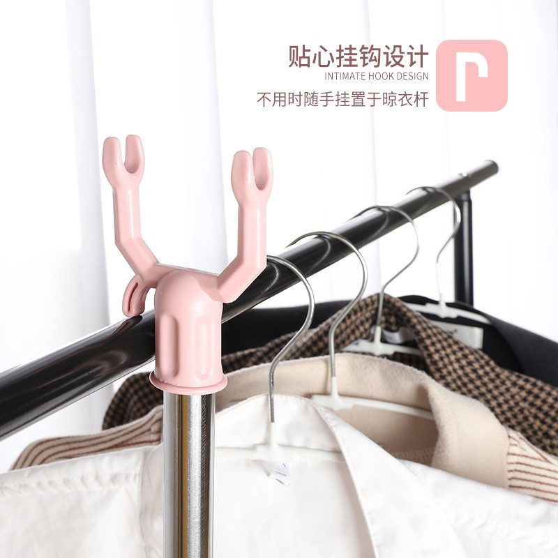 不锈钢收衣架杆伸缩家用丫叉塑料挂衣服杆晾衣杆叉撑衣架挑衣叉头 三维工匠 蓝色