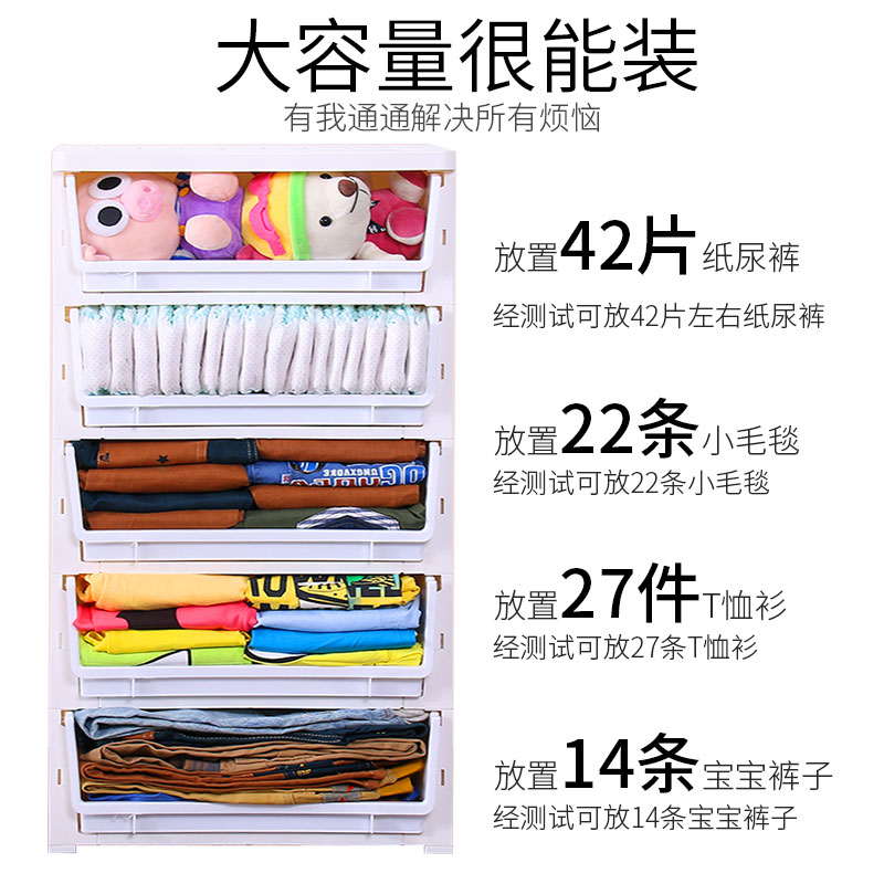 加厚家用简易衣柜卧室儿童衣柜抽屉式收纳柜子现代型组装小衣橱收纳柜 三维工匠高清大图
