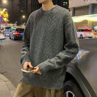 毛衣男秋冬小细节花纱毛衫宽松套头毛衣男士冬季秋季毛衣男款毛衣_82 XL 深麻灰