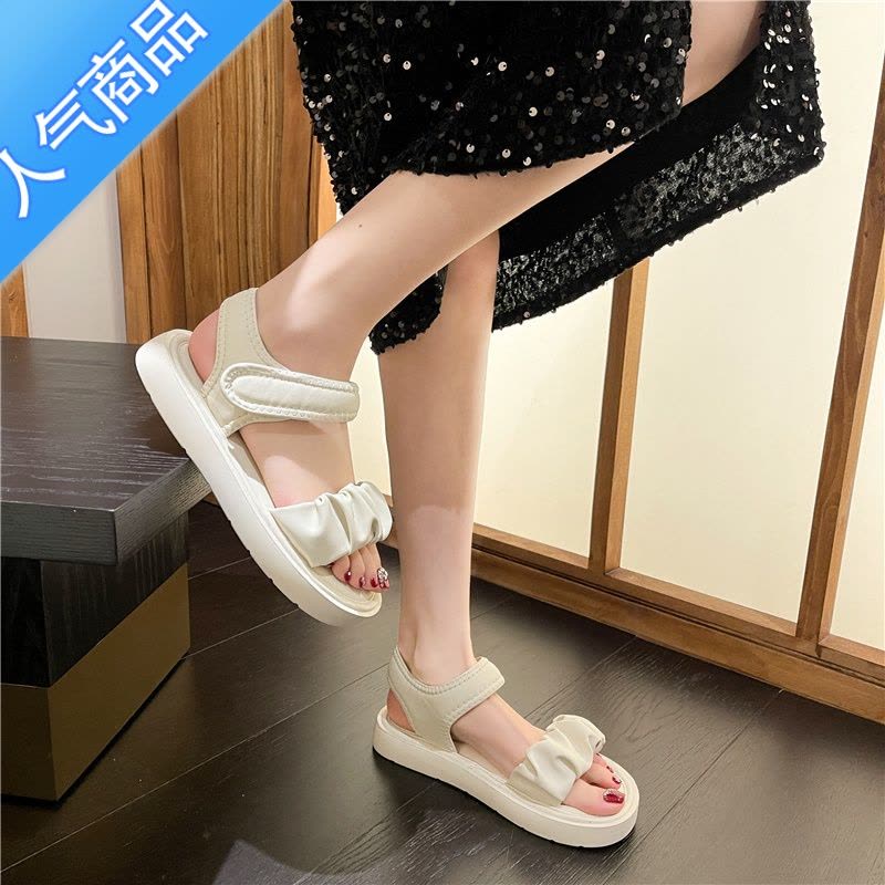 SUNTEK凉鞋女款2023夏季新款厚底小香风罗马外穿沙滩海边女士配裙子女鞋图片