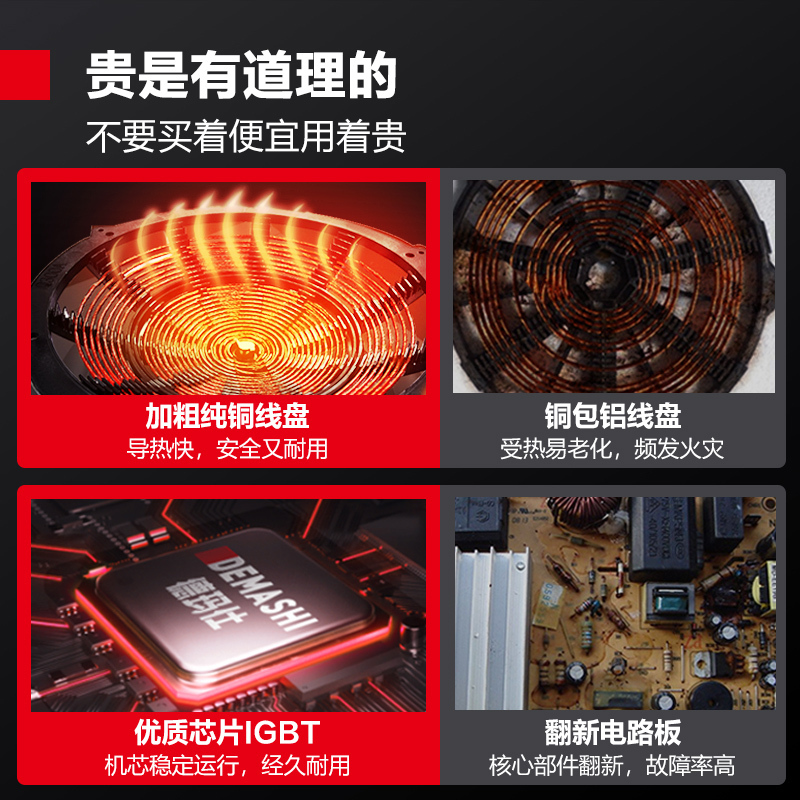 德玛仕DEMASHI商用电磁炉3500W大功率凹面电池炉商用家用不锈钢电池炉BC-3500A[配炒锅]高清大图