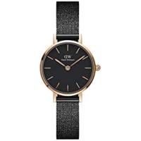 丹尼尔惠灵顿(Daniel Wellington)女式机械表时尚简约玫瑰金不锈钢防水黑色网带腕表