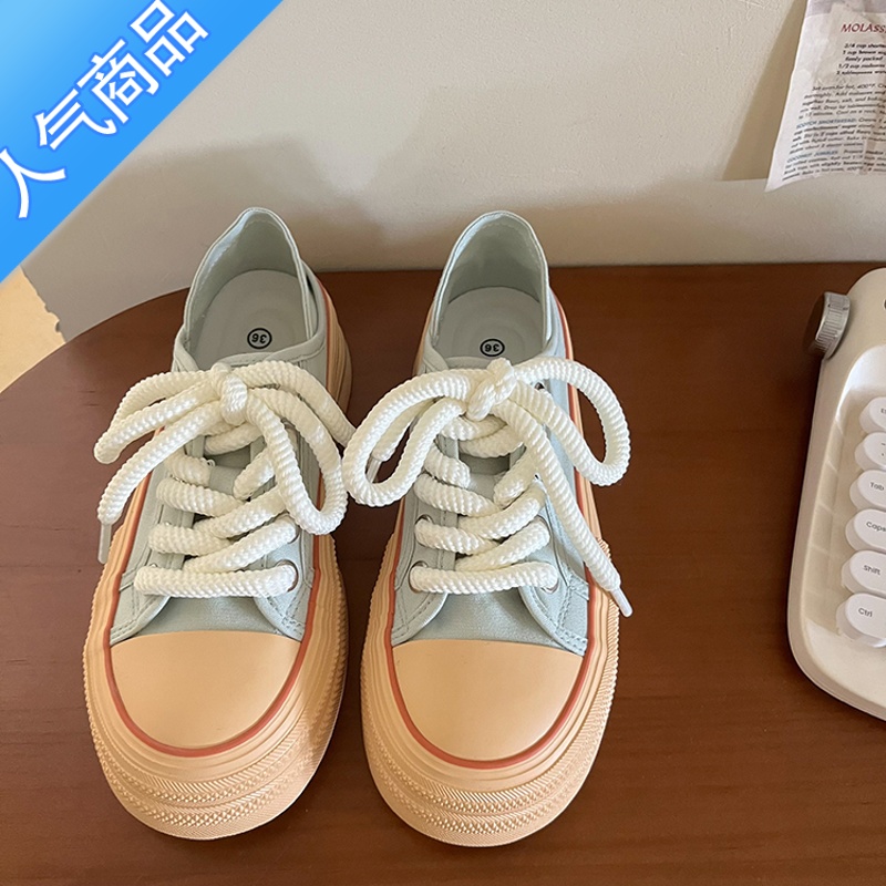 SUNTEK林先叁 两穿厚底帆布鞋女学生百搭小众设计休闲板鞋2023夏季新款高清大图