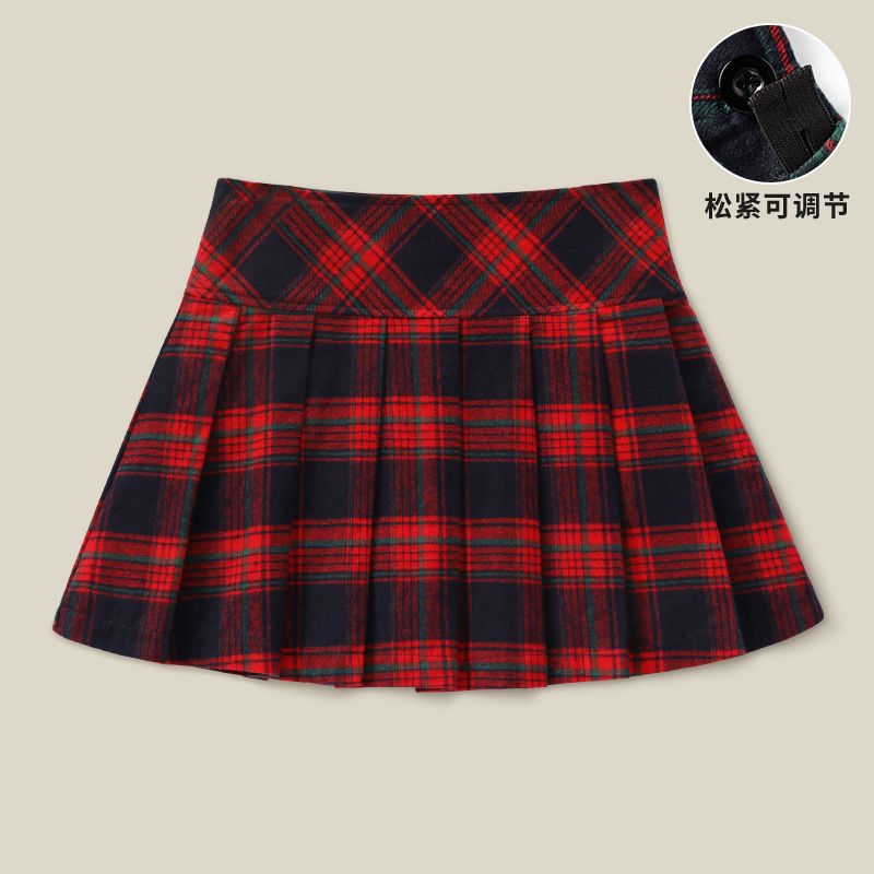 史努比(SNOOPY)儿童百褶短裙女童休闲半身裙子中大童裙子中小学格子百搭裙子 GBC