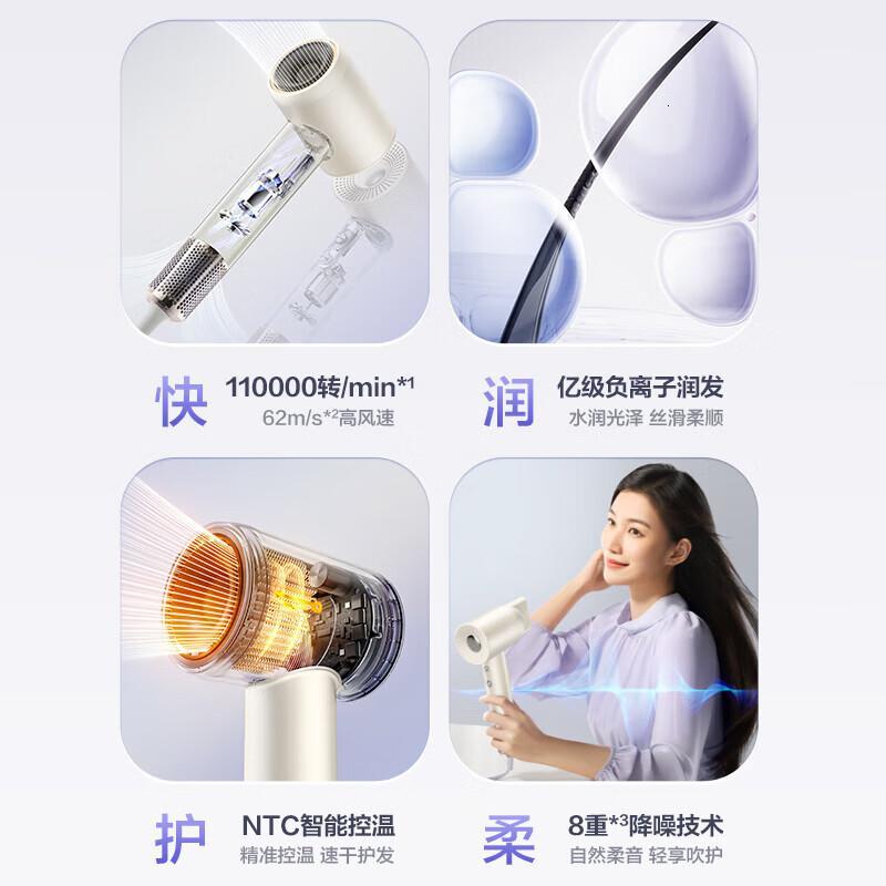 苏泊尔(SUPOR)电吹风家用高速大风力降噪速干负离子护发速干筒学生宿舍电吹风机 奶茶白 礼盒装 EHDH-H820A高清大图