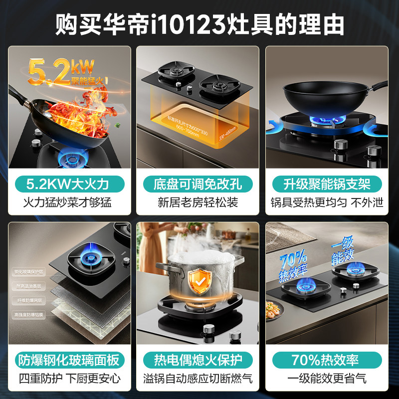 華帝vatti欧式烟灶套装 25m³/min大吸力5.2KW猛火 一级能效 挥手感应控制 钢化玻璃面板S7+123高清大图