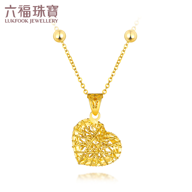 六福珠宝黄金项链吊坠女goldstyle系列心形吊坠不含链定价hma15i70055