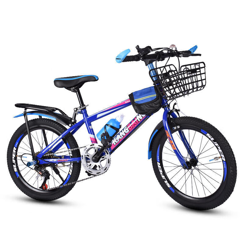 山地赛车男女童适用20 22 24 26寸可调男女通用山地自行车 宝蓝(变速抱刹)顶配 20寸适合身高120-145厘米