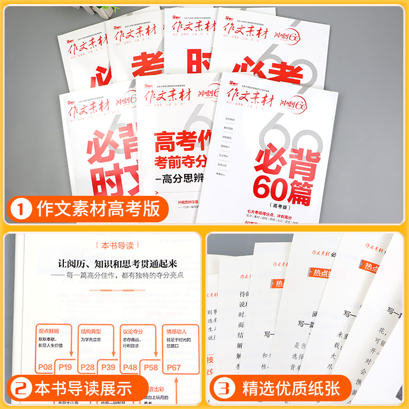 必背60篇 高中通用 [正版]2024高考作文素材考前冲刺60天考前特刊时事热点必考60题则素材必背时文必背60篇条名言高清大图