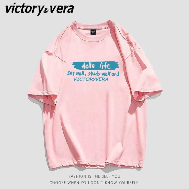 VICTORYVERA夏季宽松短袖T恤女2022夏季新款港风时尚别致上衣ins