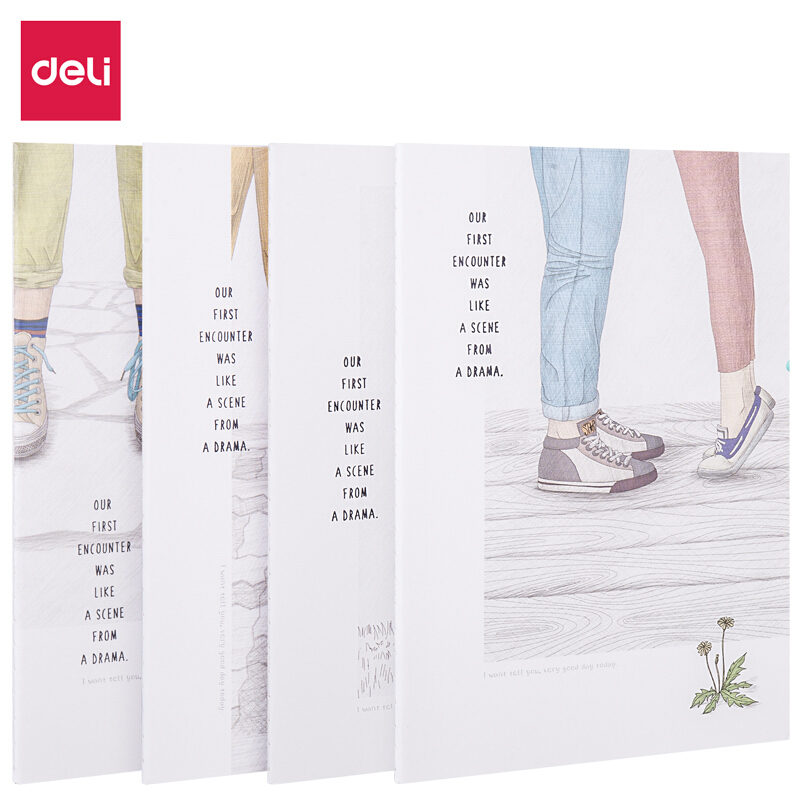 得力deli4本A540页如果学生笔记本子清新人物款缝线日记本记事本软抄本FA5404