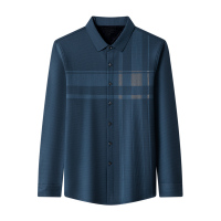 恒源祥加绒加厚男士衬衫长袖秋冬款免烫寸衫中老年爸爸装条纹衬衣