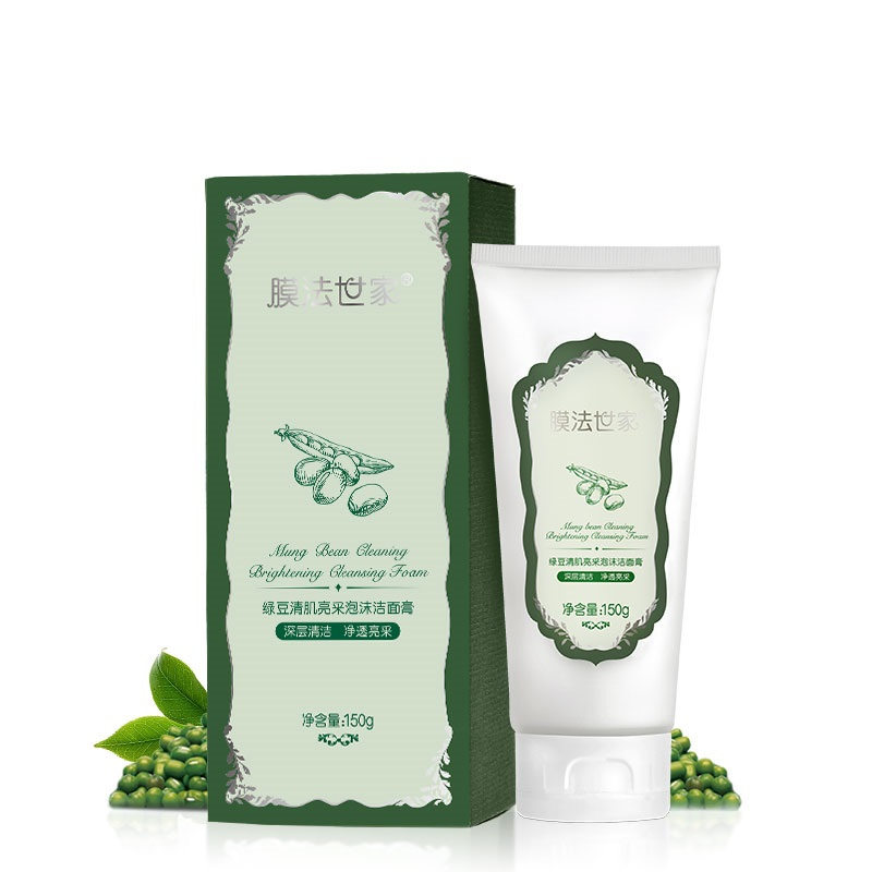 膜法世家绿豆清肌亮采泡沫洁面膏150g 深层清洁