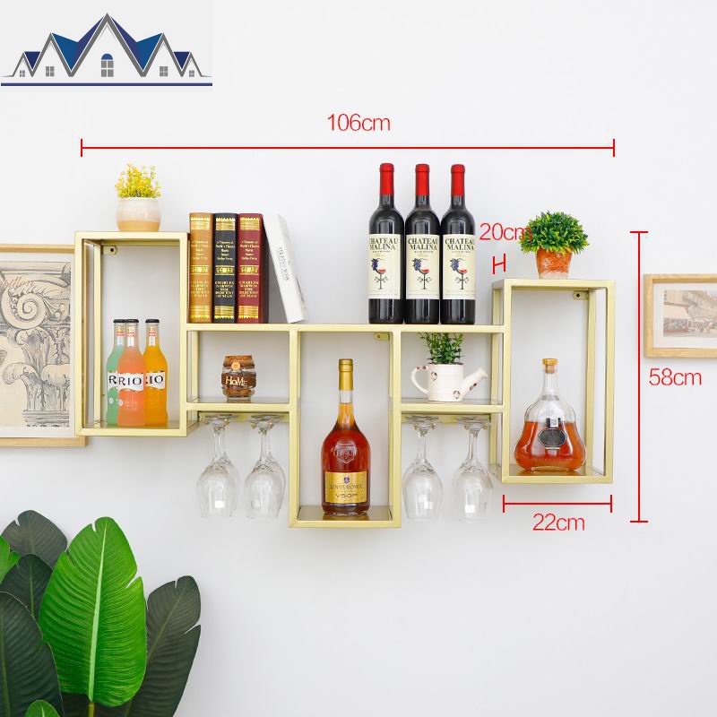 北欧铁艺墙上置物架挂墙红酒杯架吧台壁挂式酒柜餐厅创意悬挂酒架 三维工匠高清大图