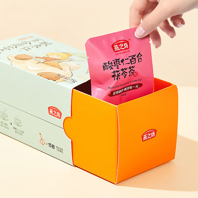 燕之坊茯苓茶香味浓郁清润甘甜即泡即饮盒装酸枣仁百合味75g高清大图