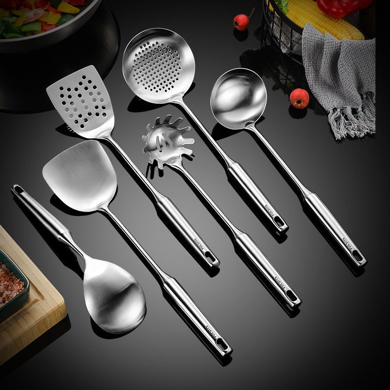 304加厚304不锈钢防烫锅铲套装炒菜铲子厨房用品家用炒勺汤勺漏勺 304