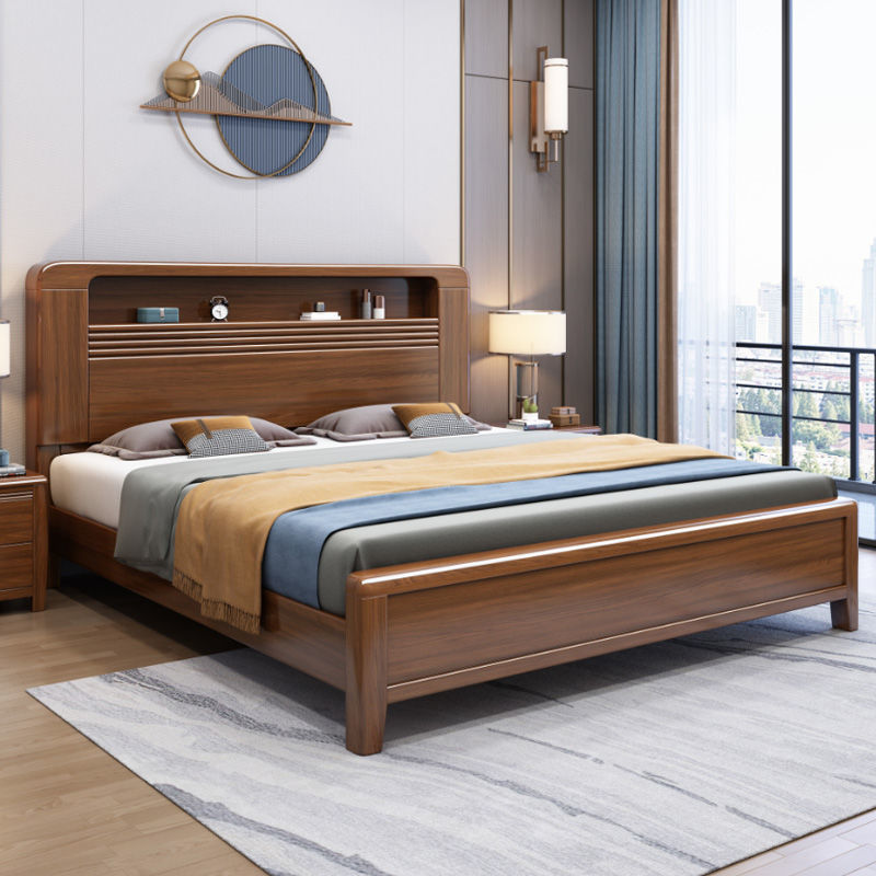 兰秀家居北欧实木床1.5米单床1.8米双人床现代简约实木高箱储物床