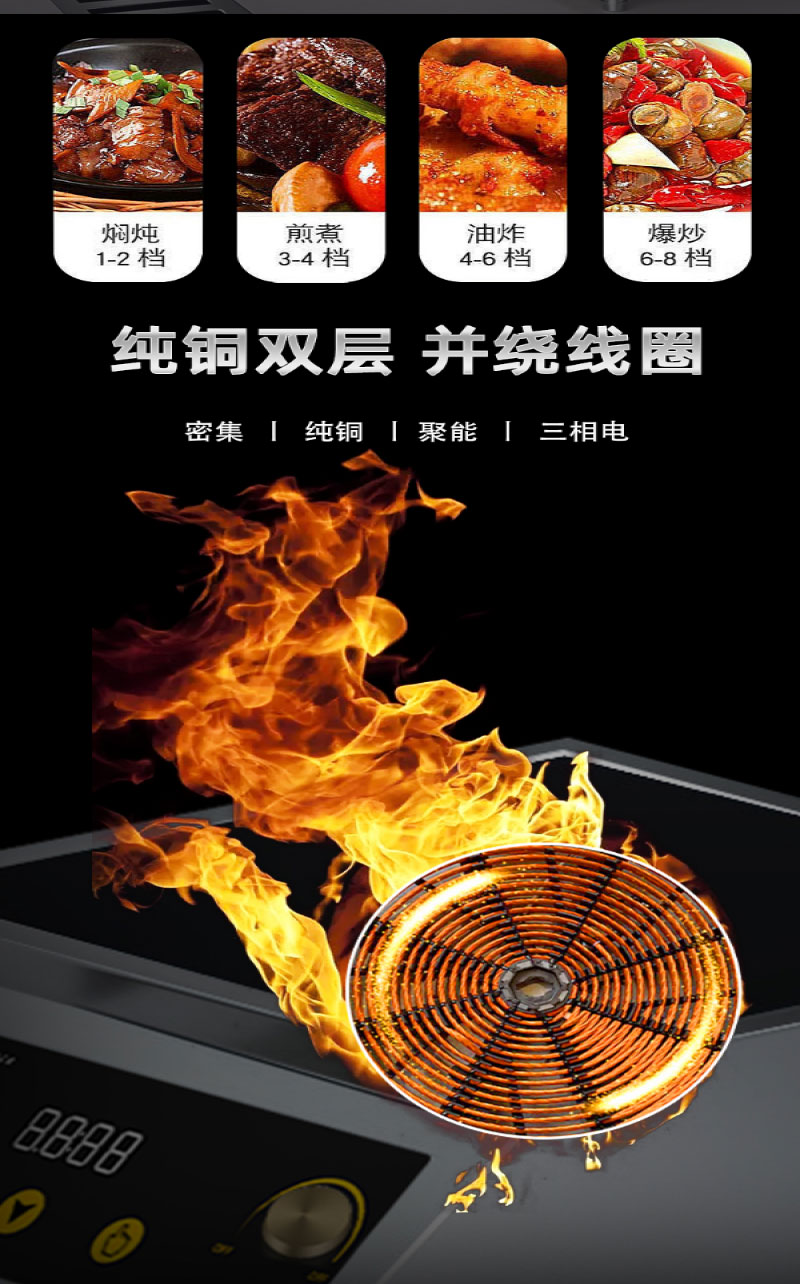 明焌佳宝商用平面电磁炉8KW高清大图