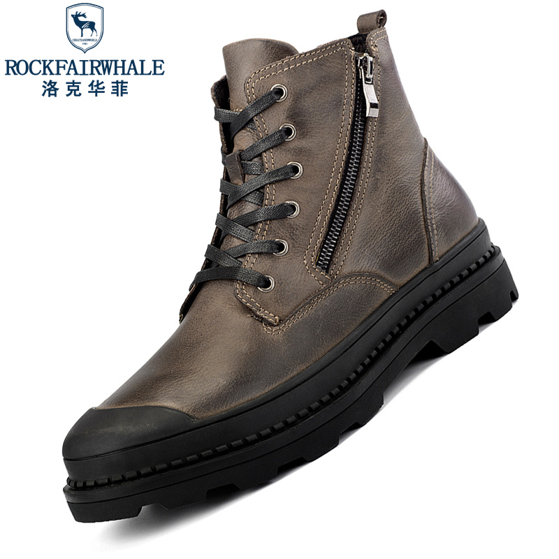 Rock Fairwhale洛克华菲 马丁靴男高帮时尚韩版男士休闲男鞋潮流棉鞋男户外工装雪地牛皮厚底新品男靴高清大图