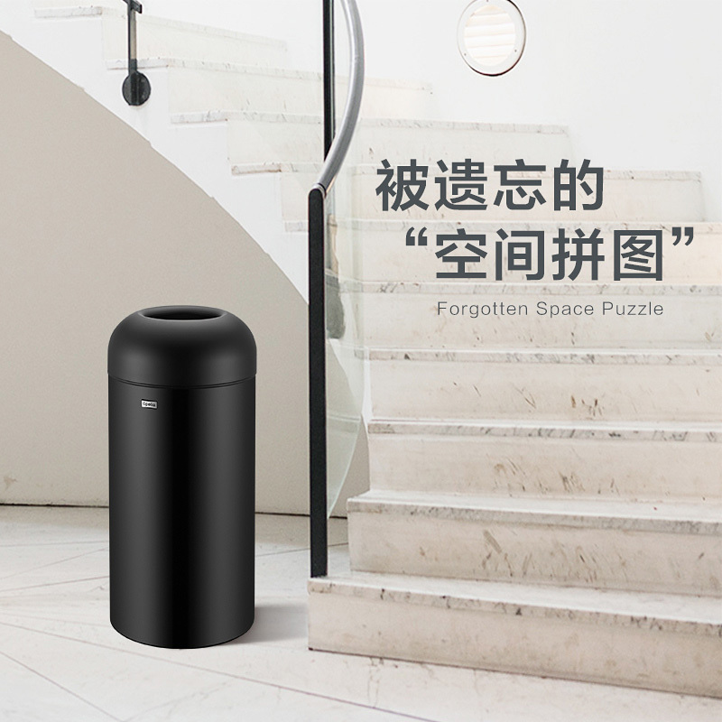 优百纳/Upella 高档商用大容量无盖垃圾桶开口不锈钢超大号垃圾桶办公楼商场垃圾桶71L
