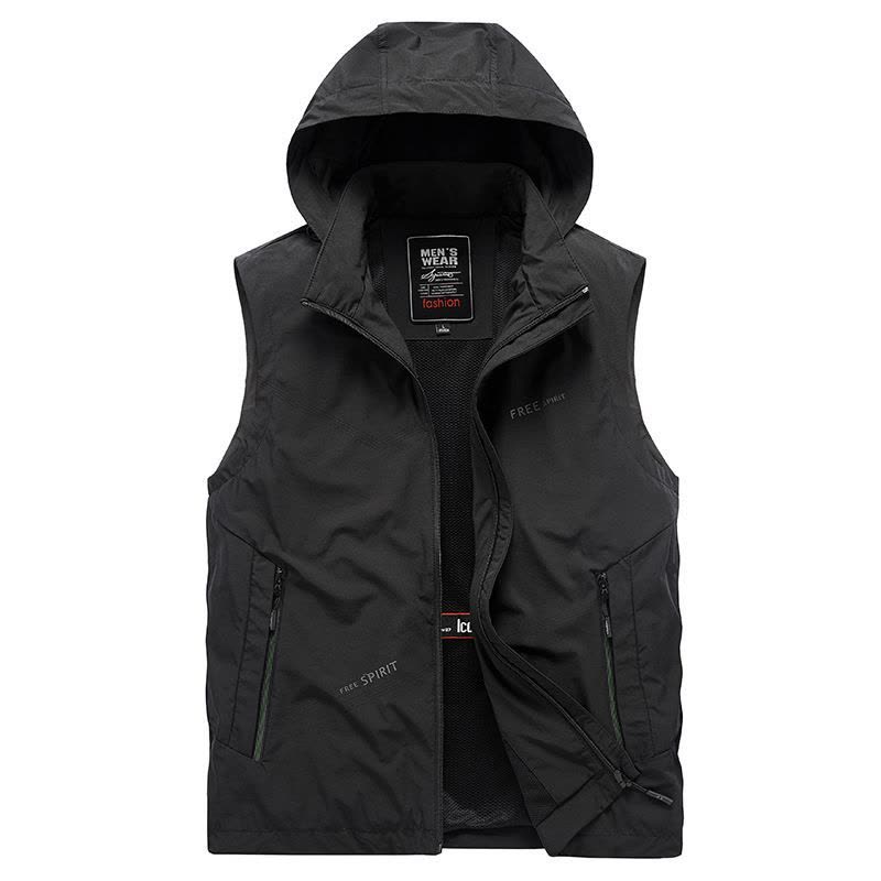 JPDUN马甲男宽松大码休闲速干春秋户外登山钓鱼多口袋坎肩图片