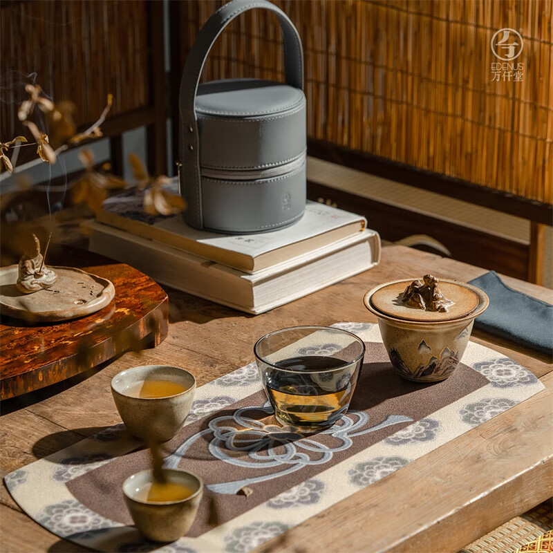 万仟堂(Edenus)旅行茶具敦煌联名高档便携快客杯陶瓷送伴手礼 越过山丘A 叶黄釉高清大图