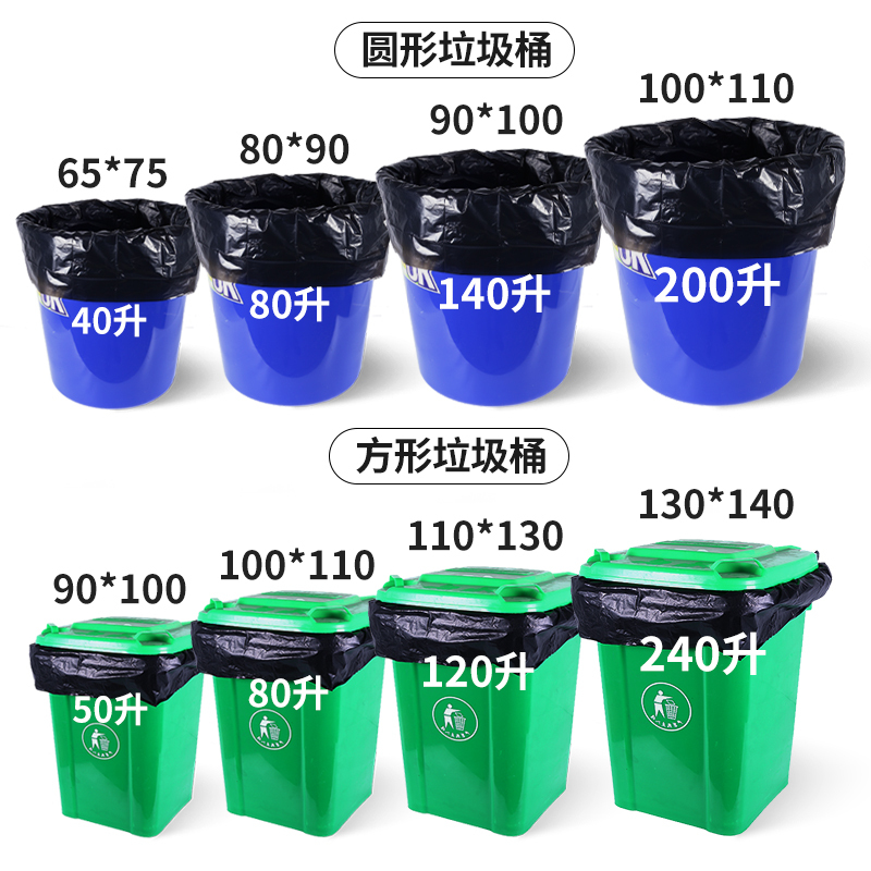 希诺90*100加厚垃圾袋商用物业酒店超市环卫公共场所打包袋(一包50只)