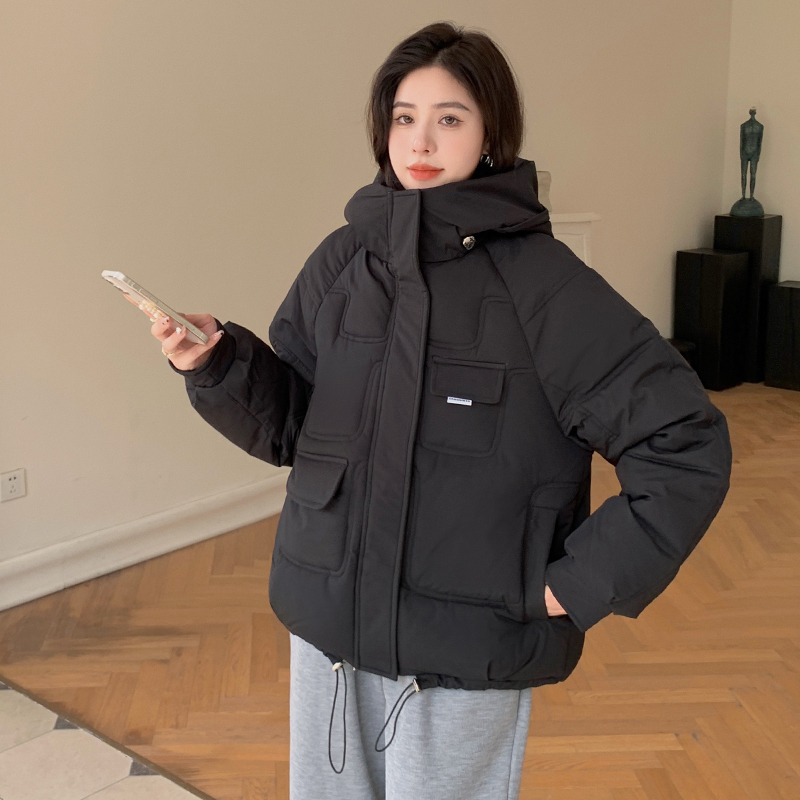 2024新款网红学生连帽棉服女韩版小个子棉衣冬季大码面包服短外套