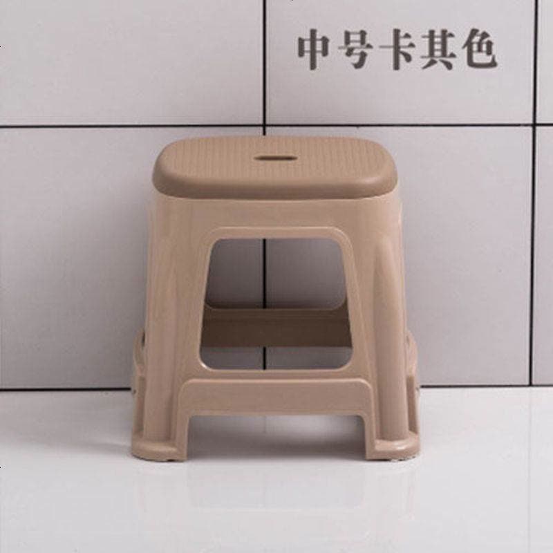 塑料凳子板凳双色凳加厚防滑成人椅子熟胶高凳浴室凳 中号卡其色（高29.5cm） 8个图片