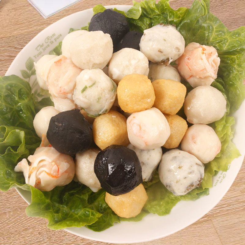 [满150-60]千渔旺海鲜鱼丸组合装新鲜手打火锅食材丸子鱼肉无添加烧烤食材麻辣烫关东煮食材速冻混搭鱼丸500g/袋