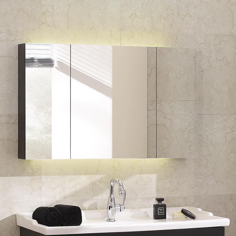 浴室镜柜镜箱卫生间防水镜子实木卫浴柜置物柜浴室柜定制免费送装 120*65八空间现货